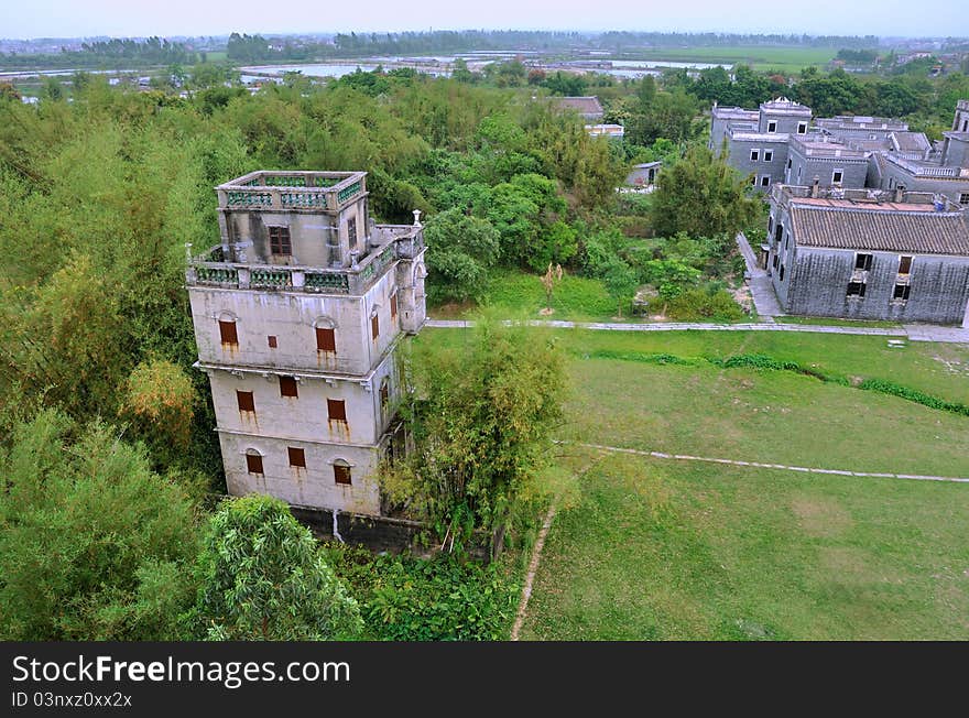 Village And Watching Tower In Southern China