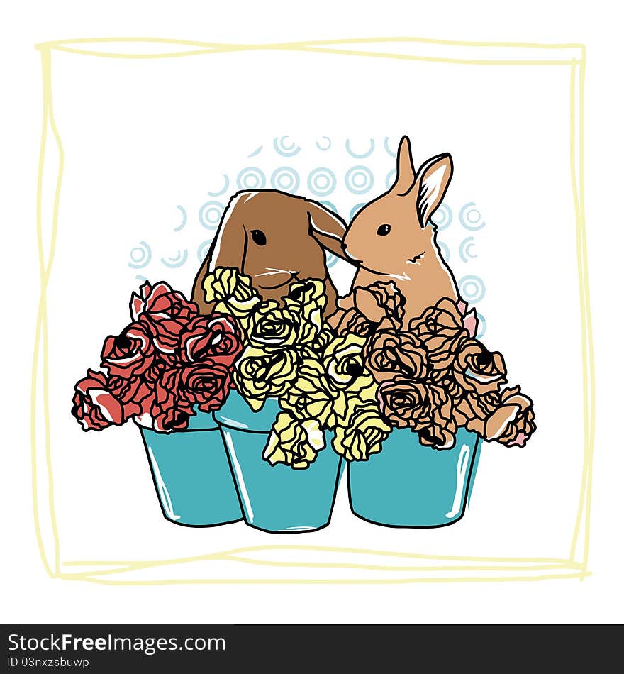 Easter card with rabbits