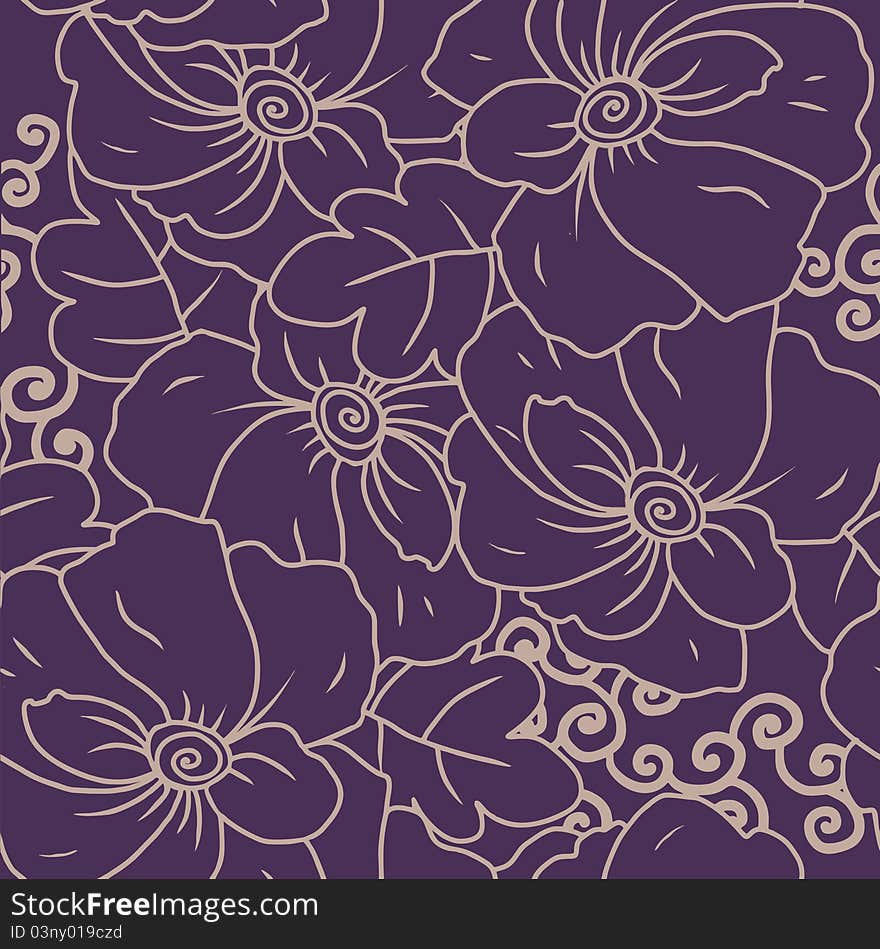 Vector seamless texture with summer flowers. Vector seamless texture with summer flowers