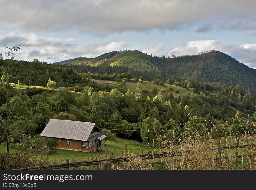 Mountains of Carpathians, Ukrain. a legendary mountain of Makivka is a staff of Ukrainian partisan. Mountains of Carpathians, Ukrain. a legendary mountain of Makivka is a staff of Ukrainian partisan