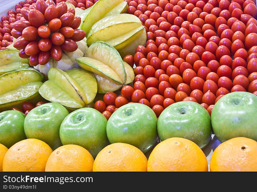 A variety of fruits. And abundance of fruit. People have been eating throughout the season. A variety of fruits. And abundance of fruit. People have been eating throughout the season.