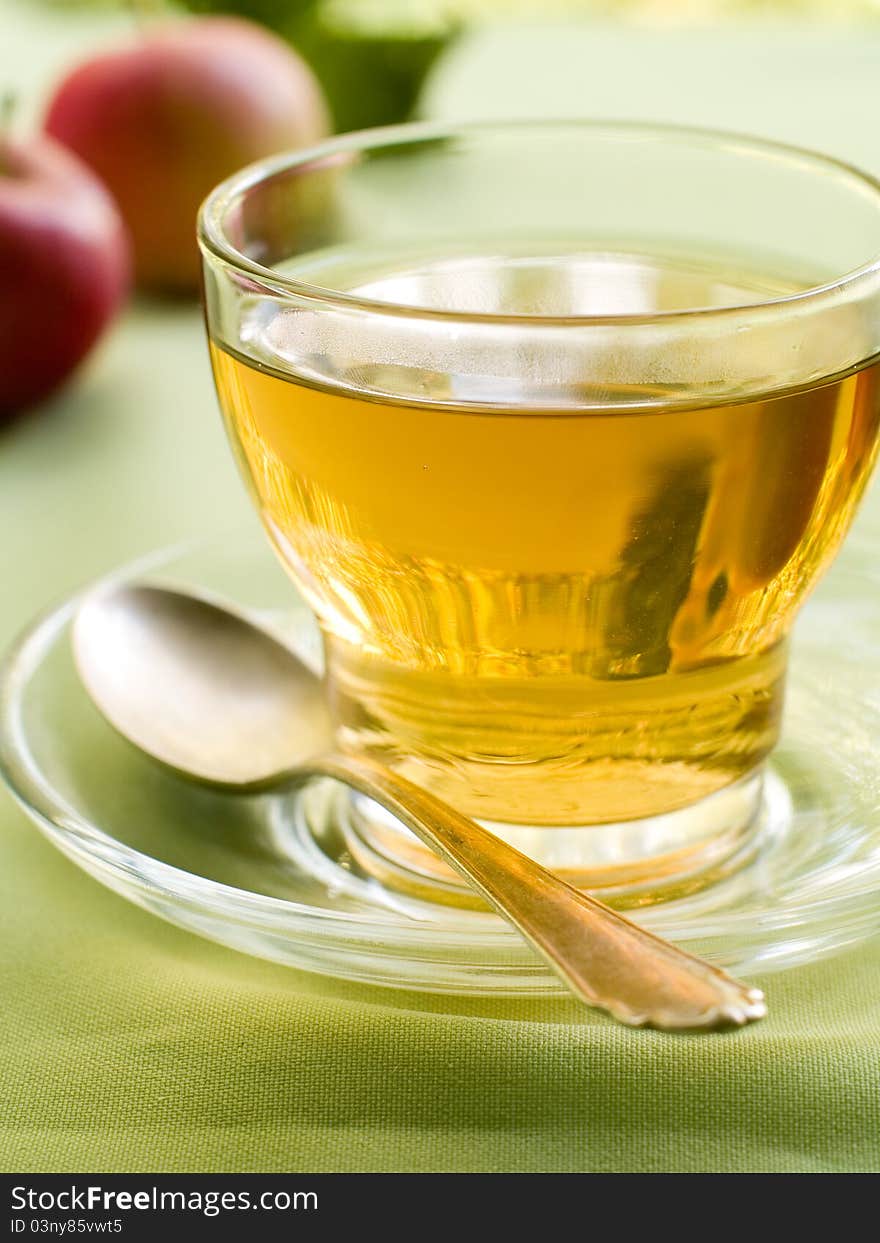 A cup of green tea. Selective focus