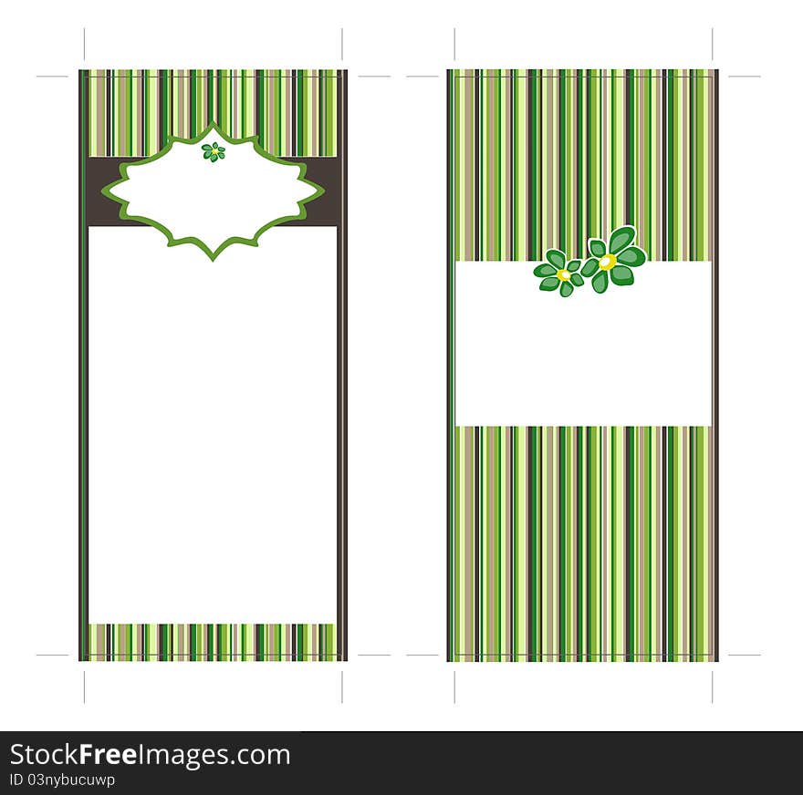 Green Strips with Flower, easy to fill text. Green Strips with Flower, easy to fill text