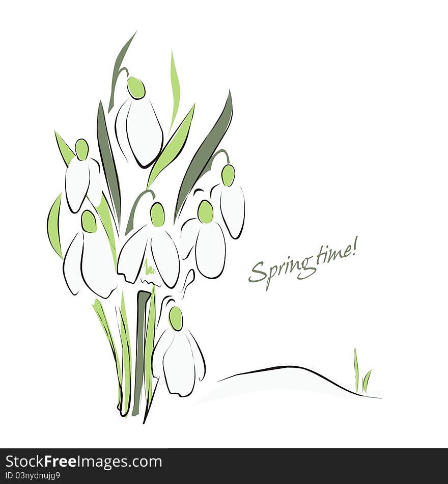 Greeting card with gentle snowdrops