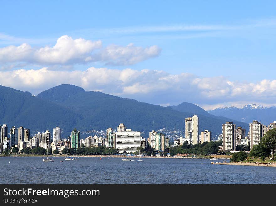 Downtown of Vancouver,beach, mountains. Downtown of Vancouver,beach, mountains