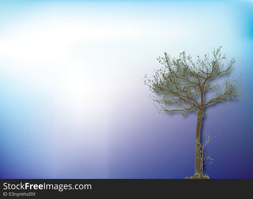 Blue background and tree