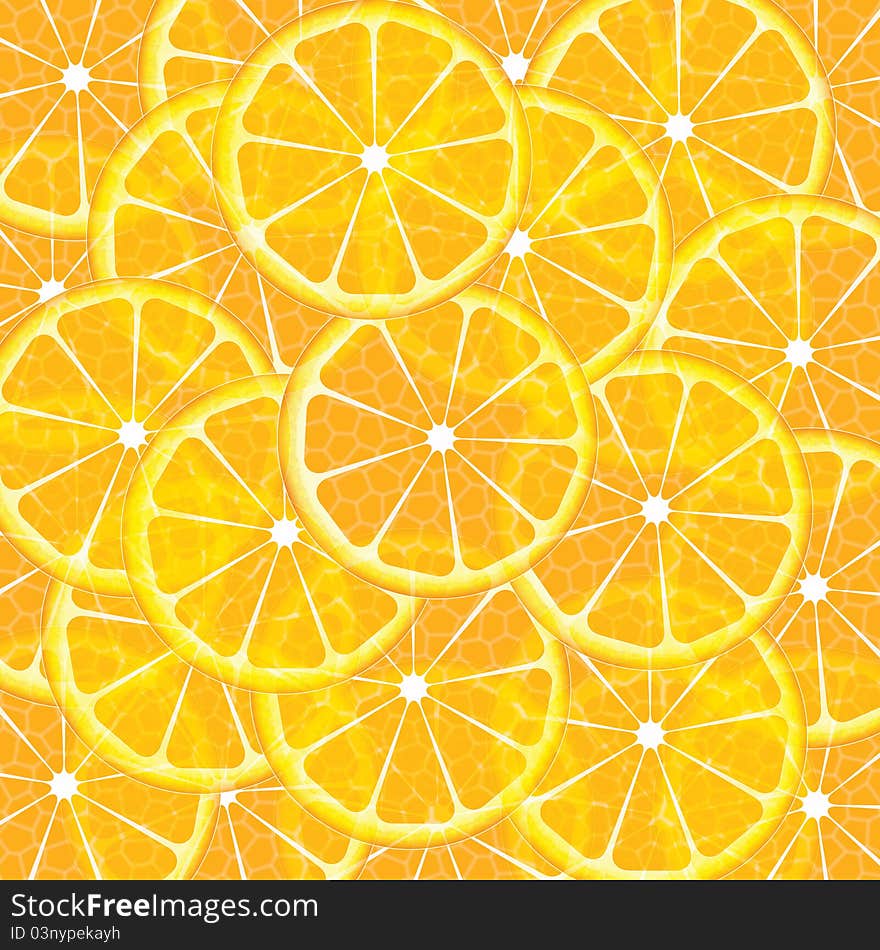 Golden orange slices forming a tasty background