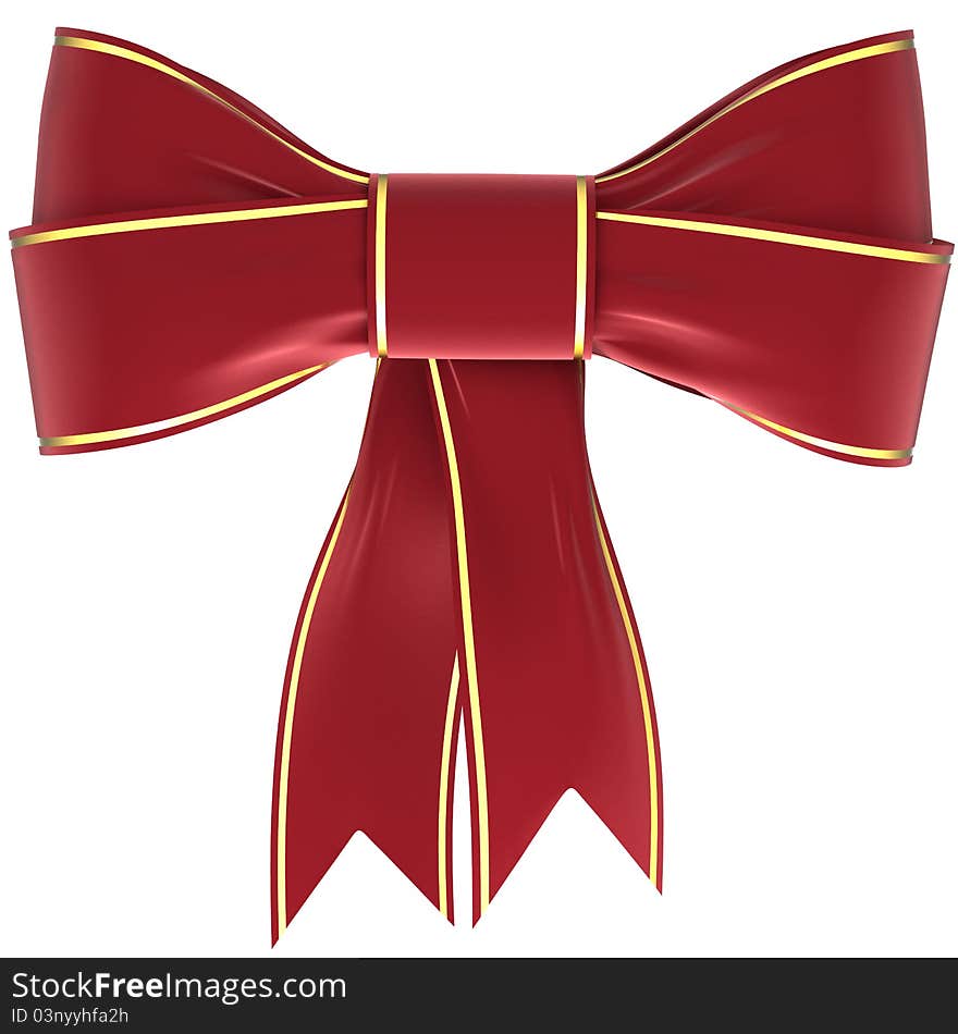 Red bow on a white background, isolated image. Red bow on a white background, isolated image