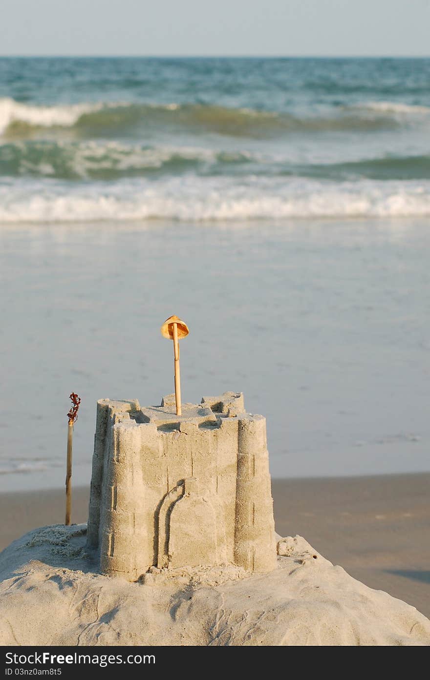 A simple sandcastle at the beach. A simple sandcastle at the beach