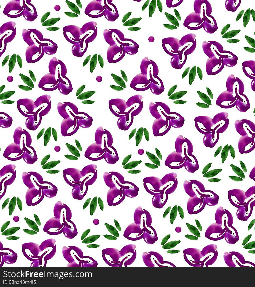 Pattern with violets flowers