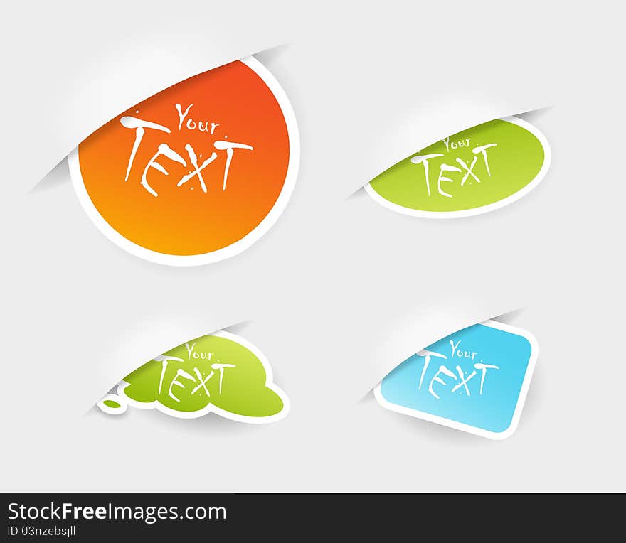 Set of colored stickers in pockets. Vector art