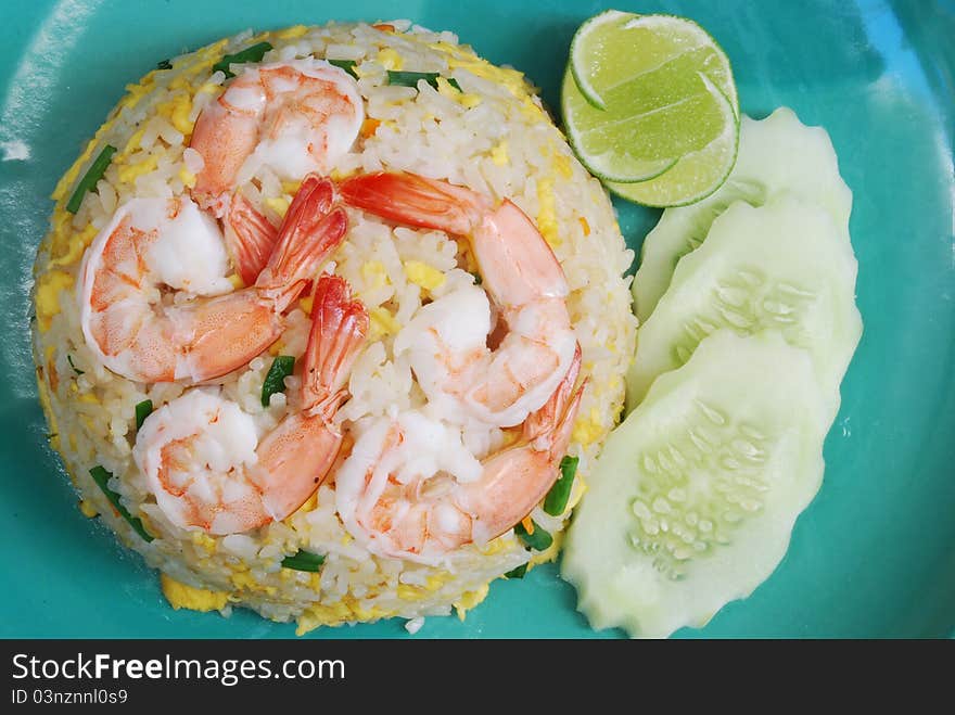 Shrimp Fried Rice , big shrimp on egg fried rice