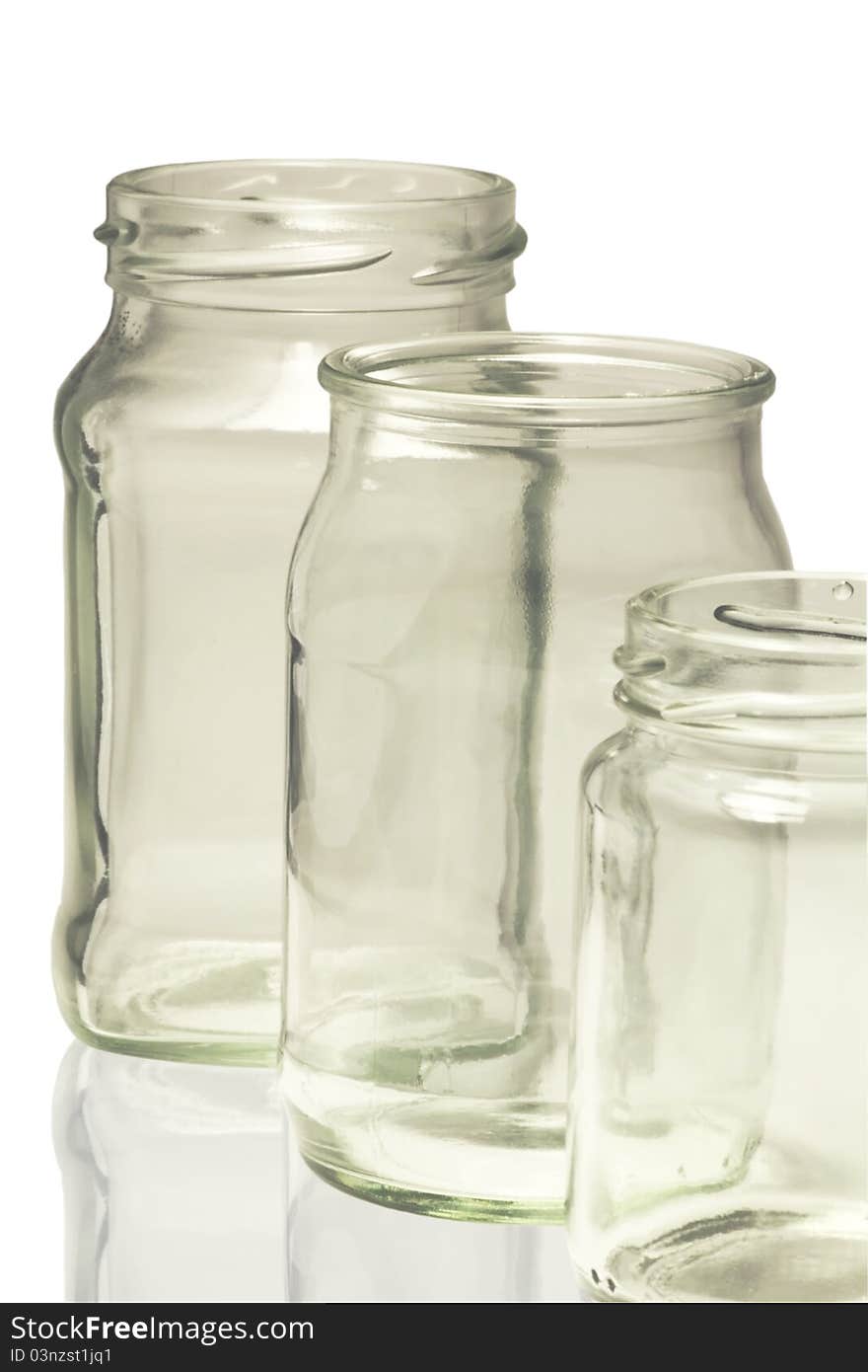 Glass containers isolated on a background