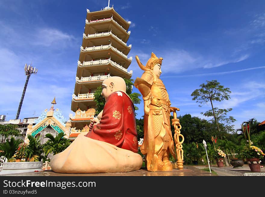 Chinese god statue in a temple ,Thailand