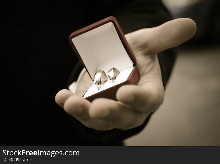 Wedding rings in hands