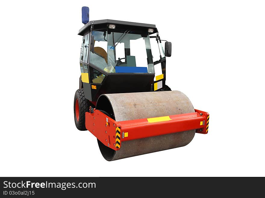 The image of road roller under the white background