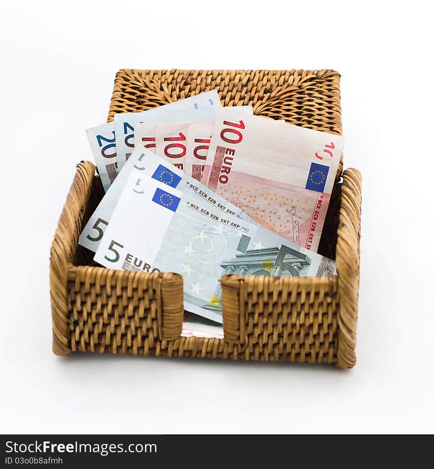 Isolated Euros Lying In The Opened Box