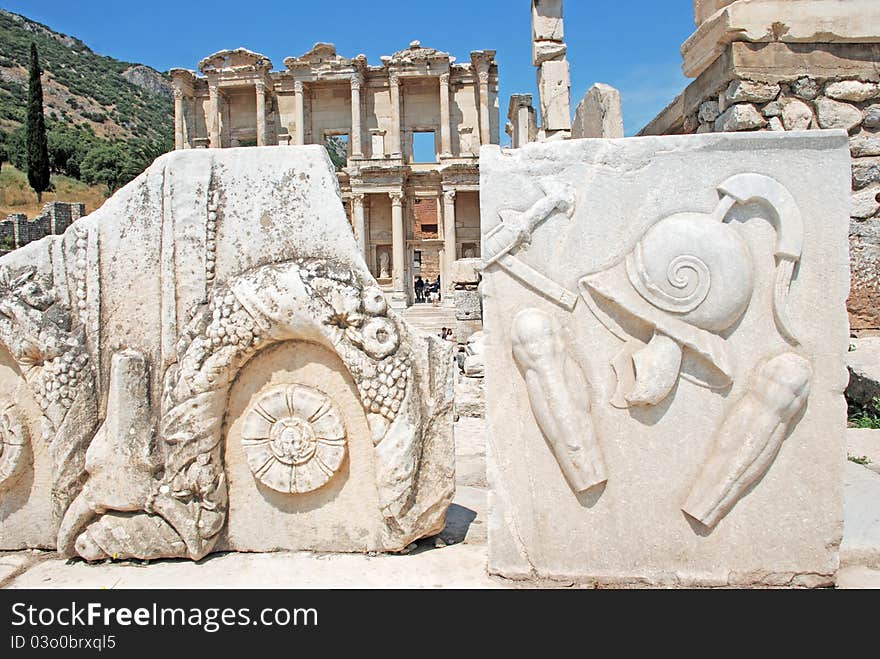 Facade of ancient Celsius Library in Ephesus, Turkey. Facade of ancient Celsius Library in Ephesus, Turkey