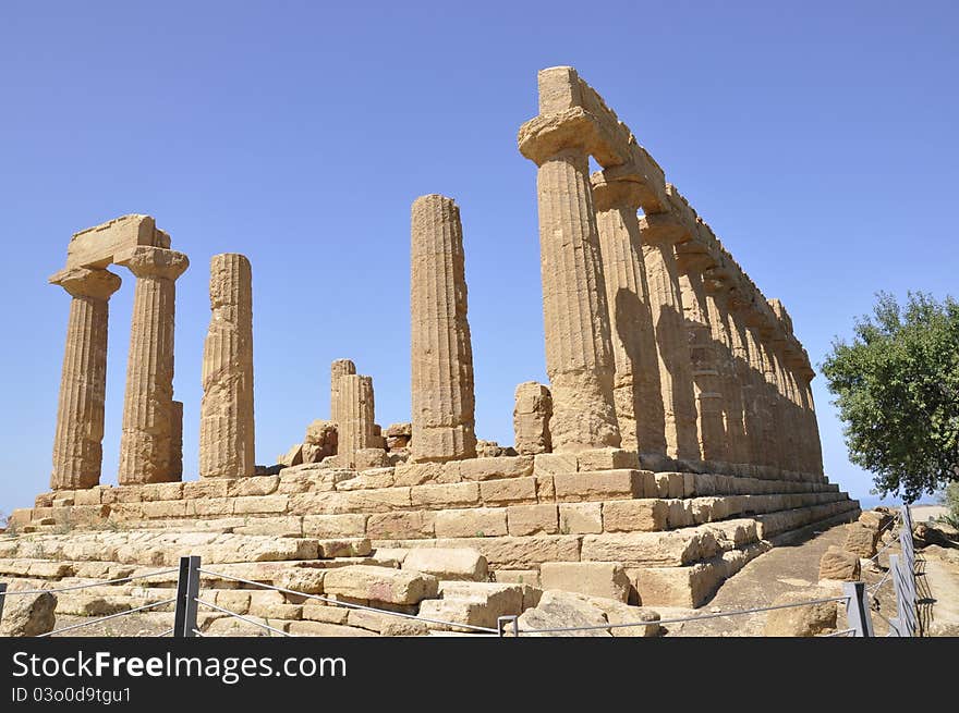 Greek Temple In Sicily. Italy.