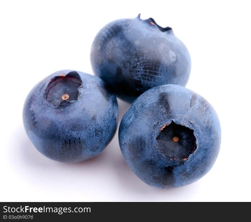 Studio shot of Organic blueberries on white background