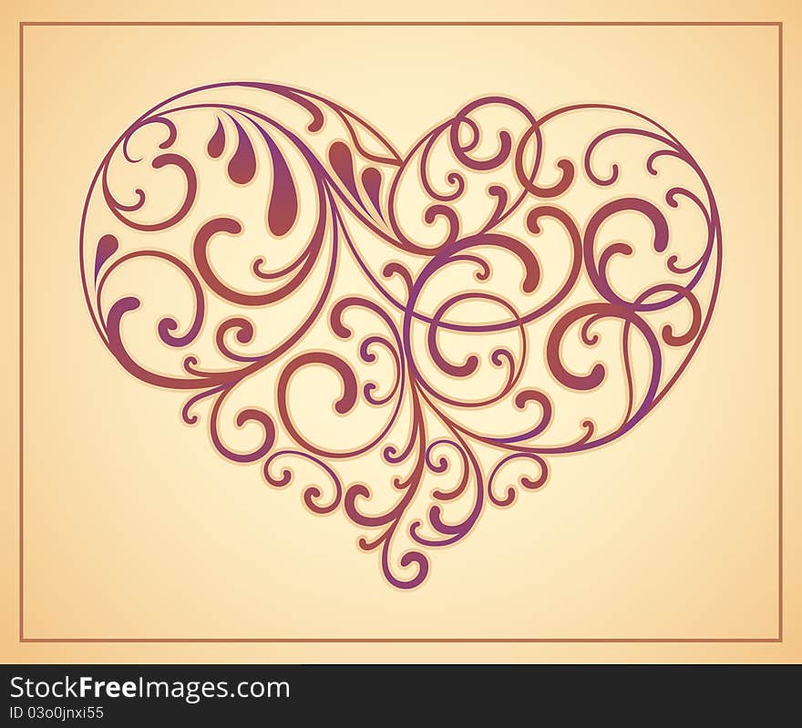 Heart is decorated design elements