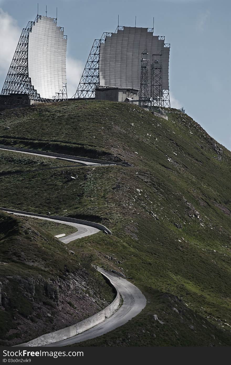 Ex Nato military post at the top of an hill, used during the cold war for communication. Ex Nato military post at the top of an hill, used during the cold war for communication