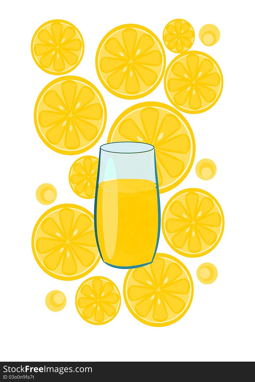 Glass with lemon juice - vector