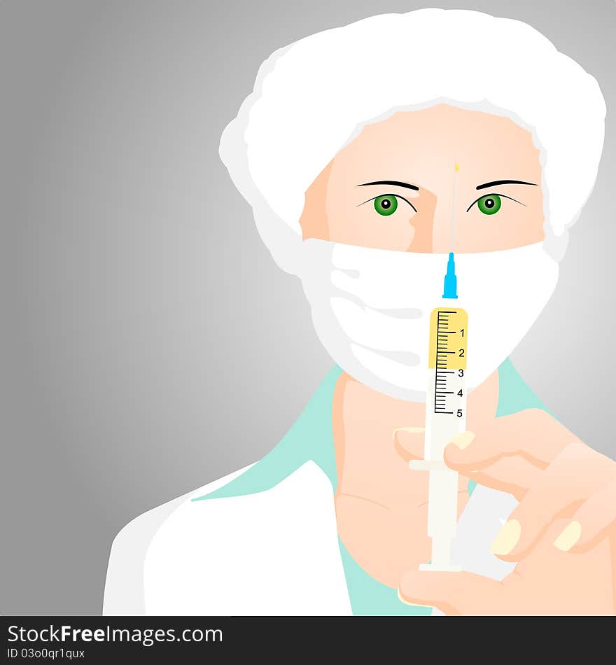 Nurse in the operating room with a syringe