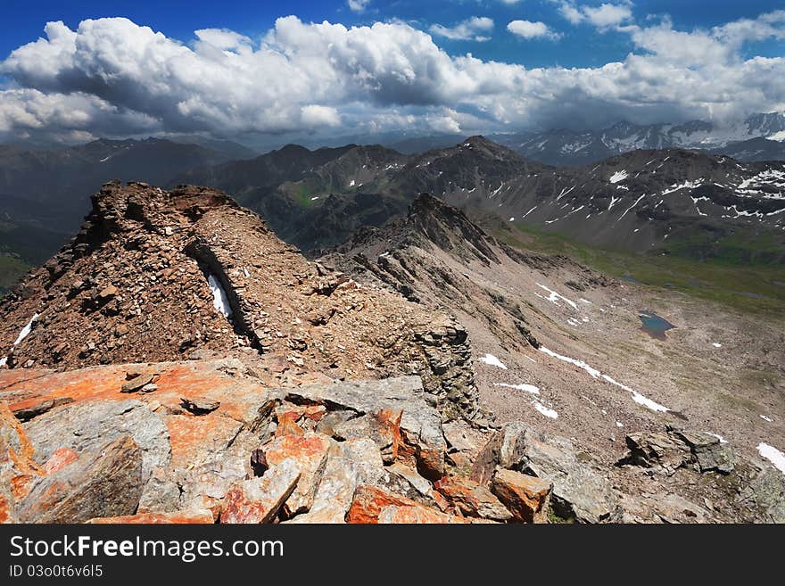 Ercavallo Peak at 3048 meters on the sea-level. Brixia province, Lombardy region, Italy