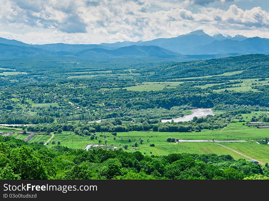 View of the mountains from a bird's eye