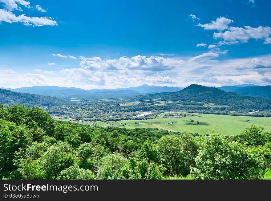 View of the mountains from a bird's eye