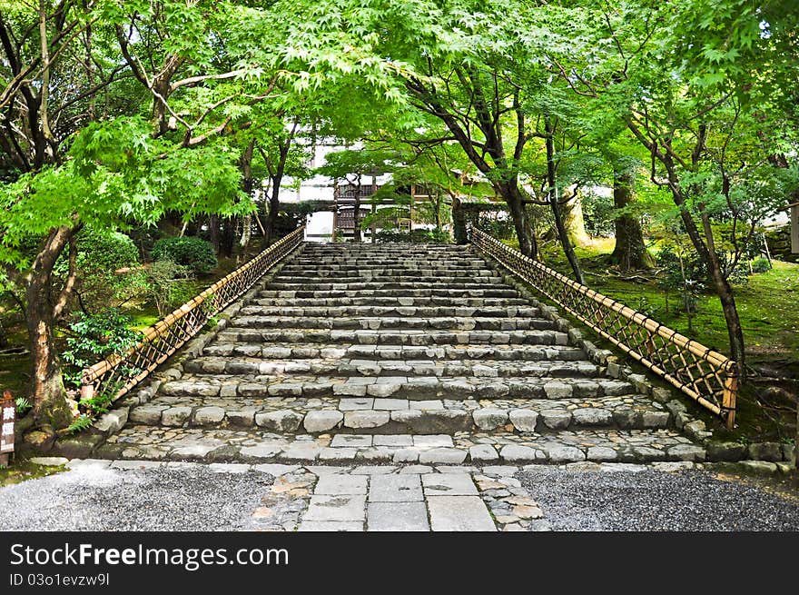 Stairs At Ryoanji Temple At Kyoto, Japan