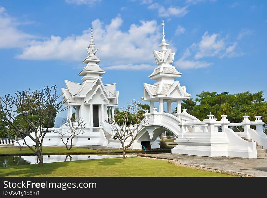 Famous white church in Wat Rong Khun, Chiang Rai province, northern Thailand