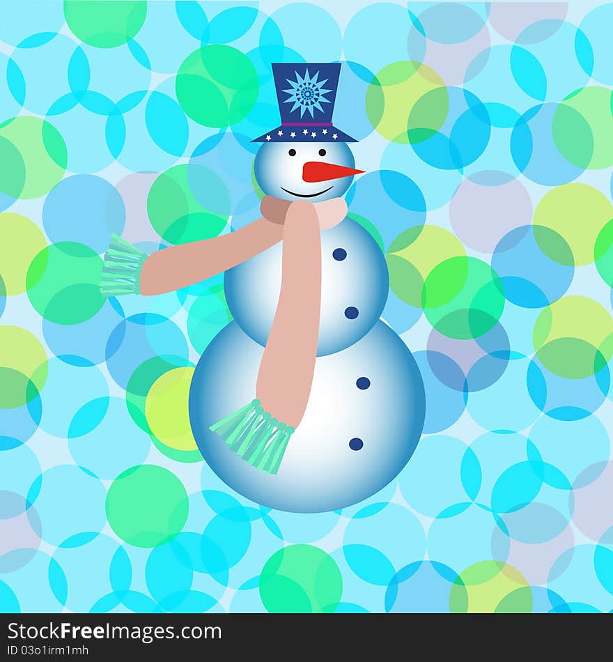 New year greeting card with snowman. EPS10