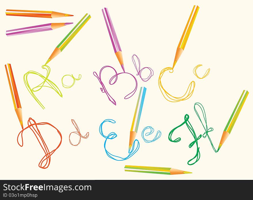 Color hand drawing letters for your design