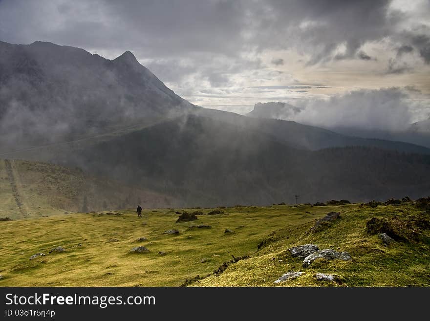 In mountain with nice fog. In mountain with nice fog