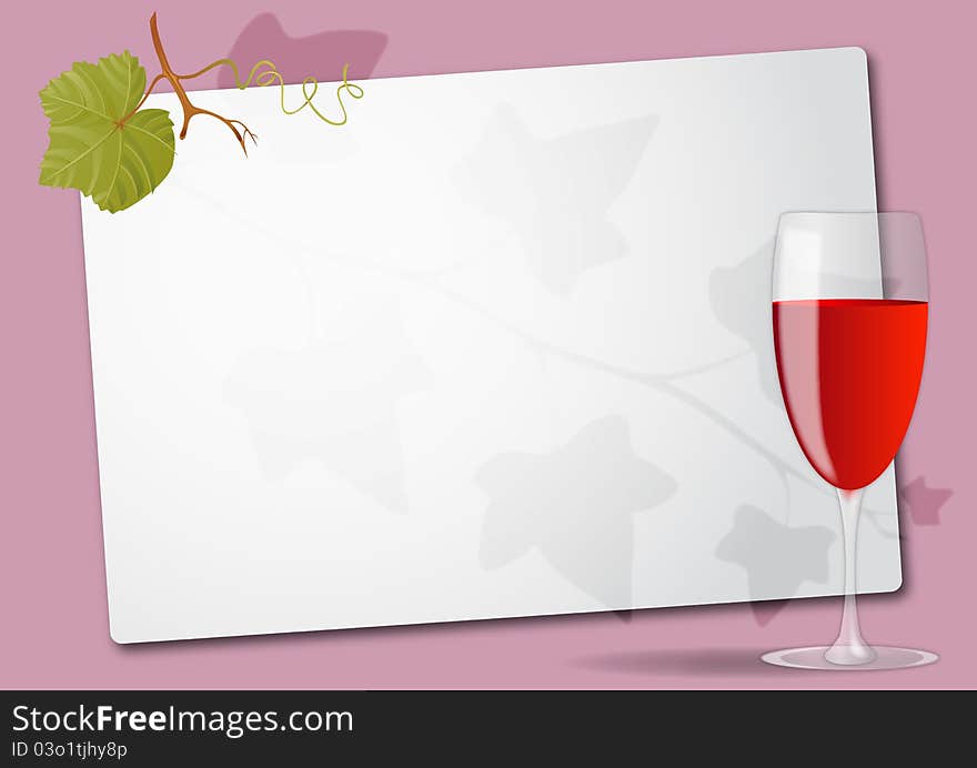 Illustration of sheet with red wine glass. Illustration of sheet with red wine glass