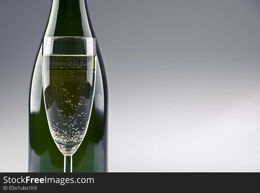 Champagne bottle and glass