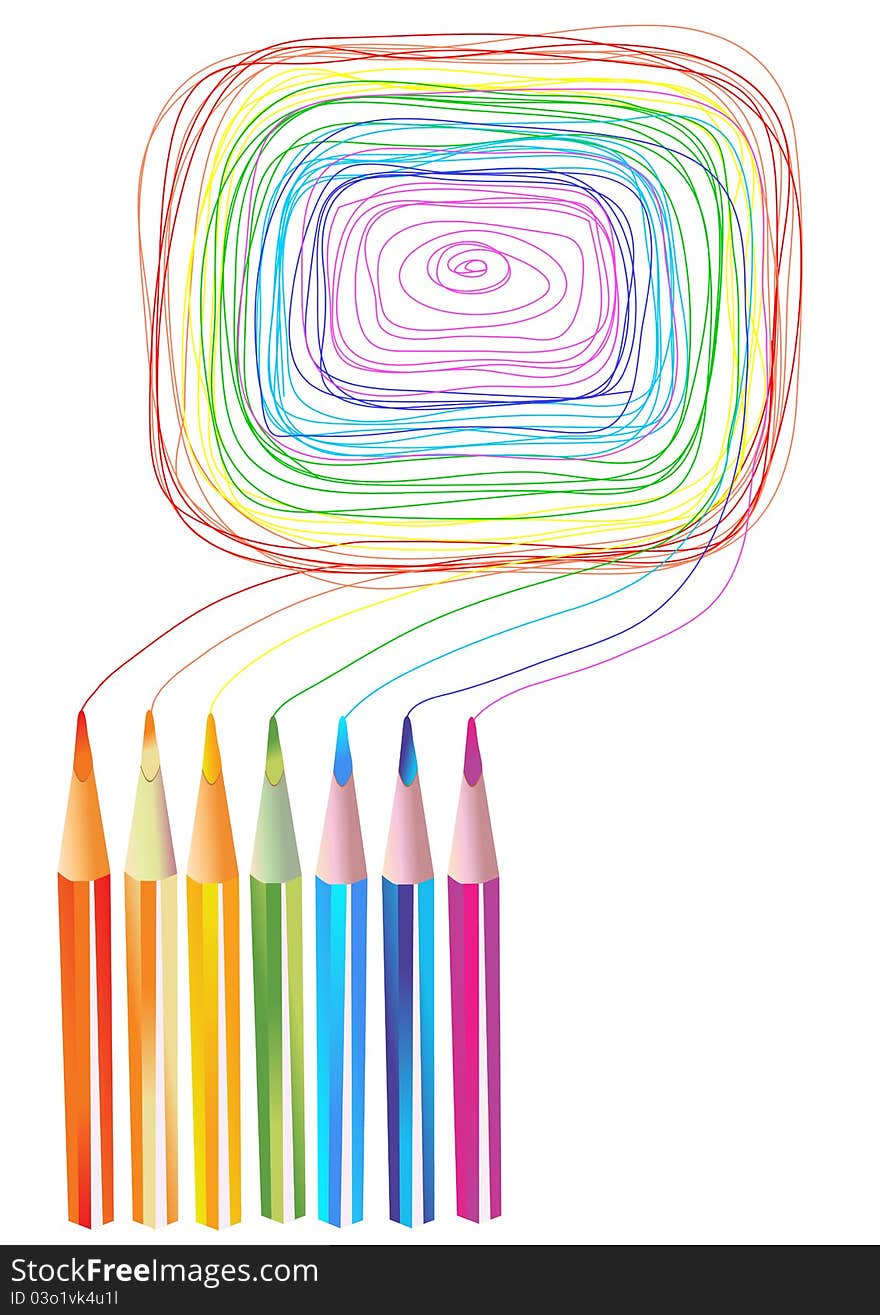 Color pencils drawings over white