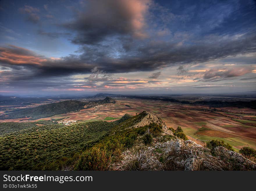 Fields from the heights in HDR. Fields from the heights in HDR