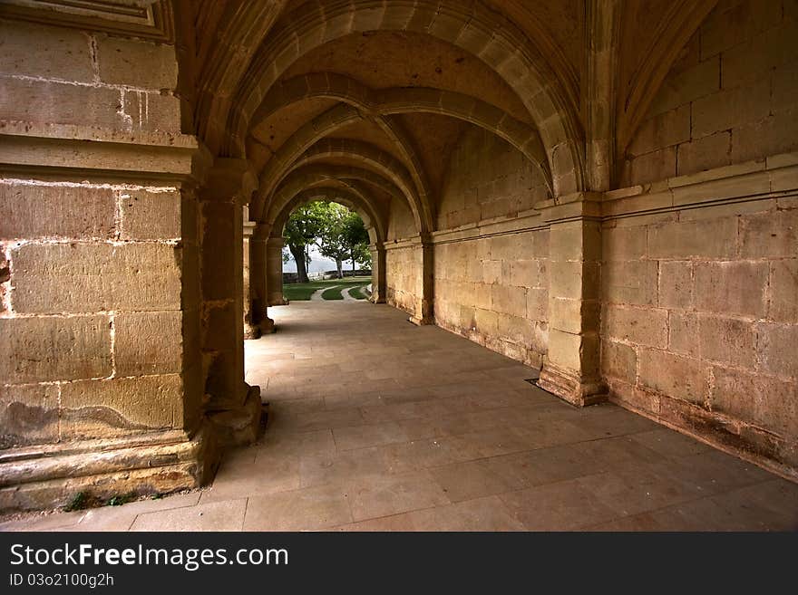 Stone arches in an old monastery