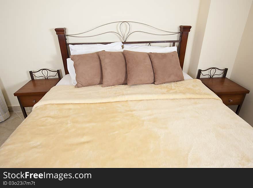 Double bed in a bedroom