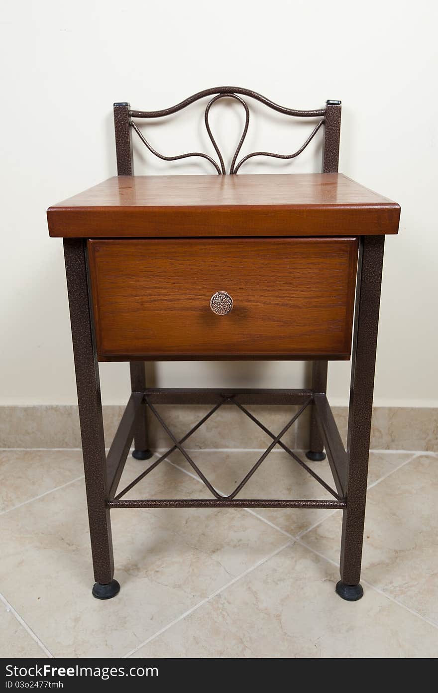 Small interior table with drawer and shelf