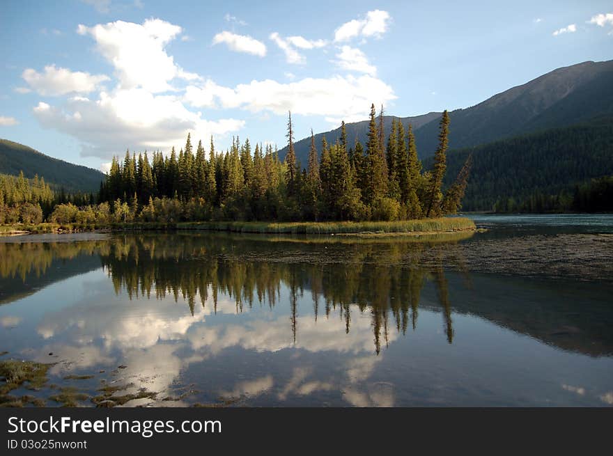 Quiet water mirrored the beautiful scenery