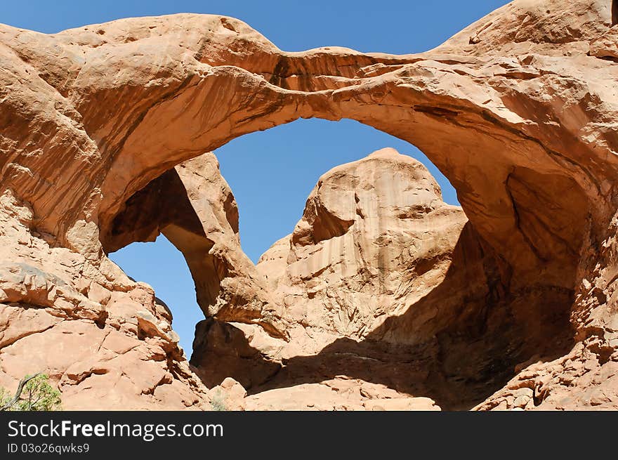 Double Arch in Arches National Park, Utah.