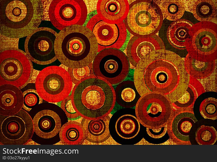 Grunge background with colorful circles