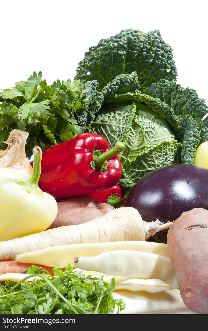 Fresh vegetables isolated on white background