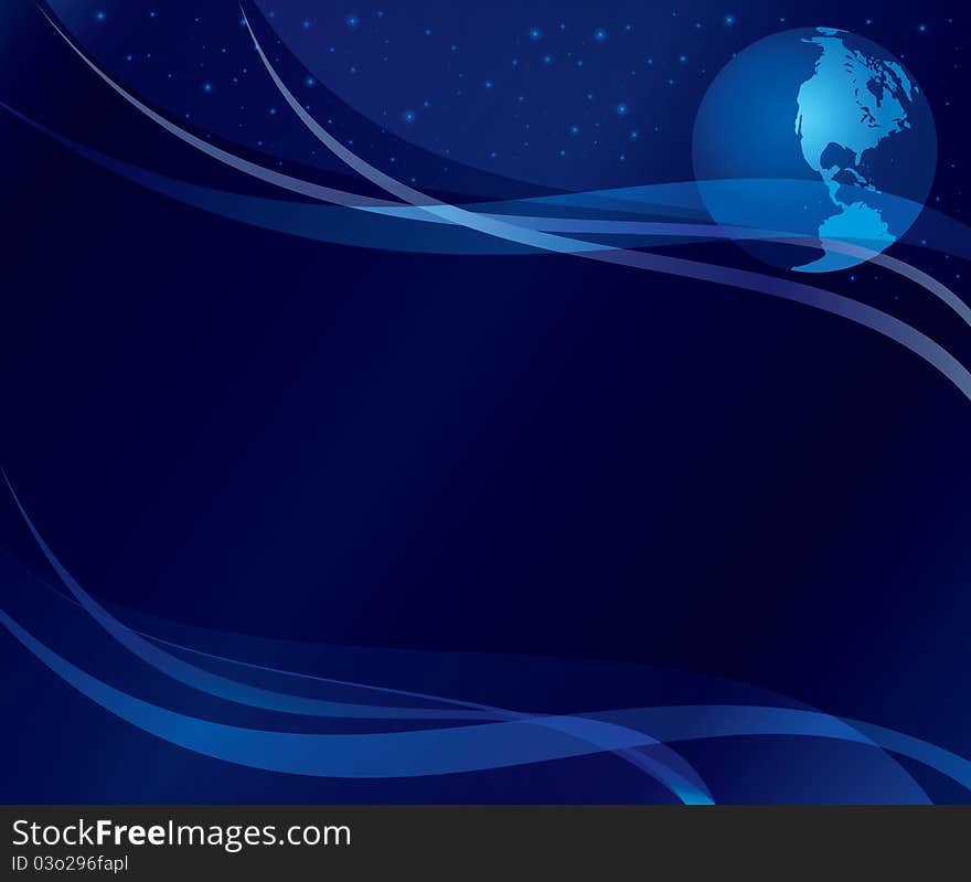 Abstract Dark Background With Globe - Eps 10