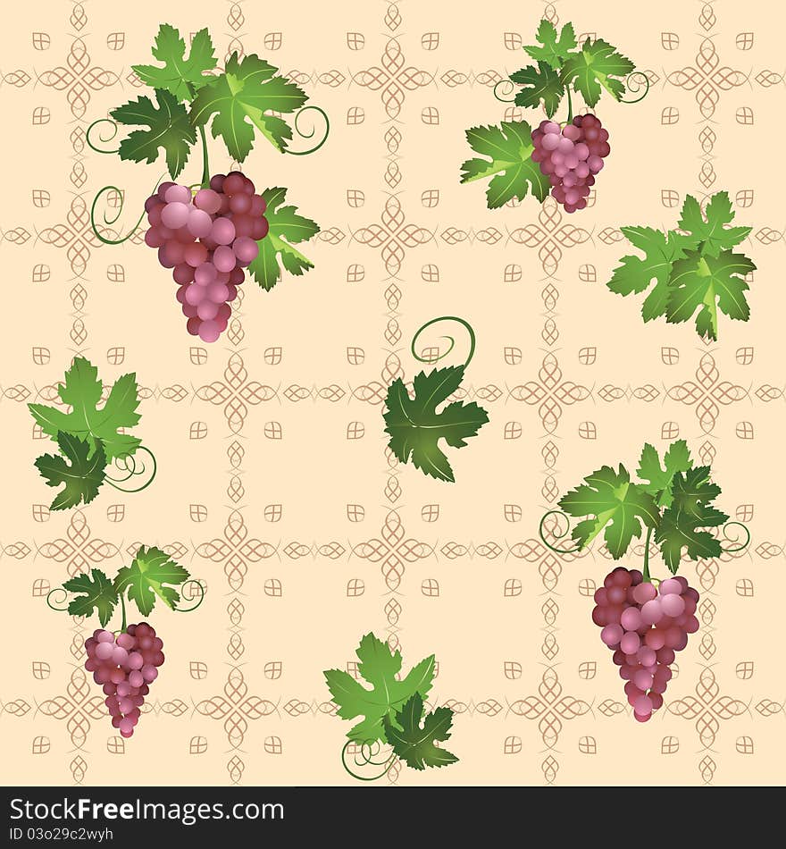 Seamless pattern with grape - vector