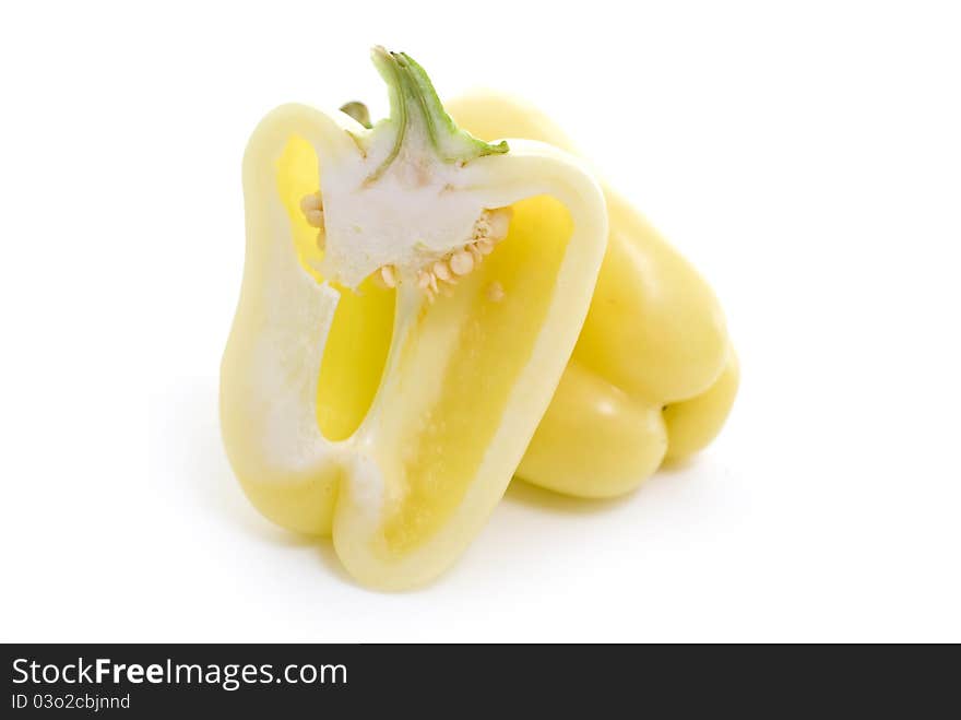 Yellow peppers isolated on white background